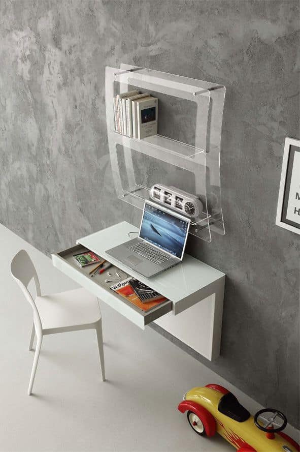 Schreibtisch mit Glasplatte, Wandmontage | IDFdesign