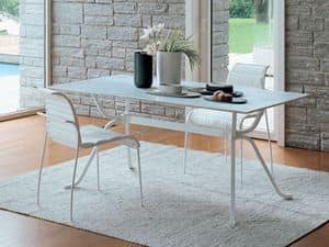 Domino, Rechteckiger Tisch mit Glas für elegante Küche