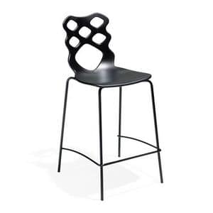 Lace stool h65 h75, Design Hocker, Sitz und Rckenlehne aus Technopolymer, geeignet fr moderne Bars, Kchen und Restaurants
