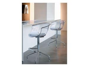 Miss b stool h.65, Barhocker mit fester Struktur, in Stahl und Acryl