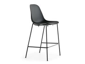 Pola Light 65-73-82, Stapelbare Stuhl mit Stahlkonstruktion und Kunststoffsitz