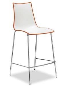 Zebra H Bicolor 2560, Barstuhl aus Metall und zweifarbigem Polymer, Sitzhhe auf 65 oder 80 cm