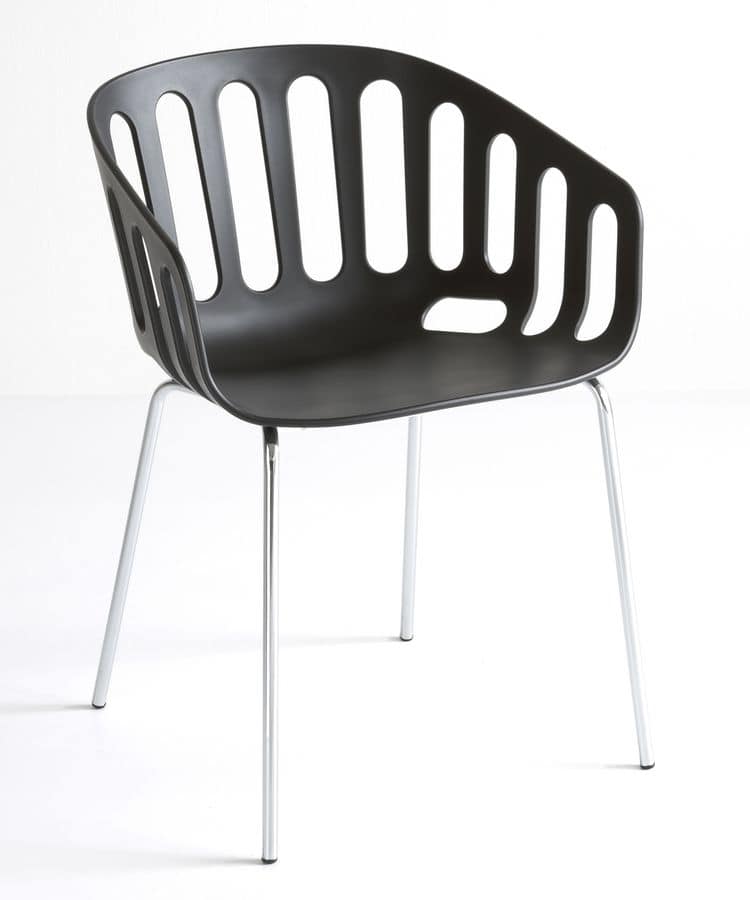 Basket Chair NA, Stuhl mit Metallgestell, Technopolymer Sitz