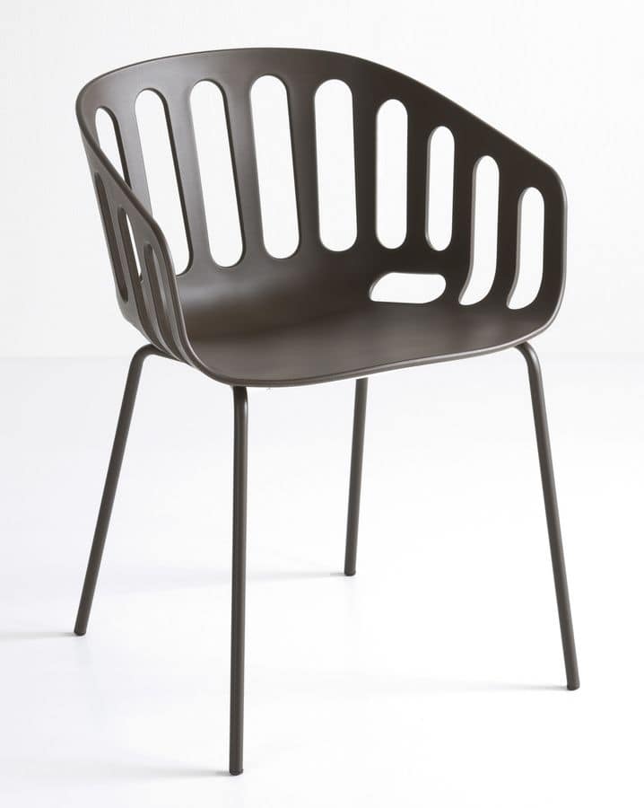 Basket Chair NA, Stuhl mit Metallgestell, Technopolymer Sitz