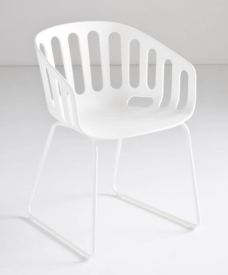Basket Chair ST, Stuhl mit Schlittenmetallbasis, Shell-Polymer