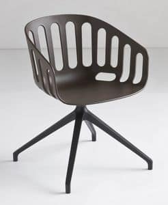 Basket Chair U, Drehstuhl mit Metallgestell, in Polymer sitzen, für das Büro