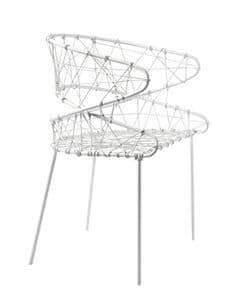 Fluxus, Stuhl mit Stahlrohrrahmen mit Polymer Seilen
