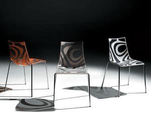 Wave Stuhl, Stuhl aus Metall, Sitz Technopolymer, stapelbar