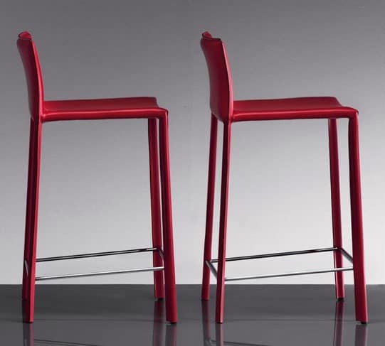 ART. 236/A SUNRISE STOOL, Moderne Stühle, mit Leder bezogen, für Bar und Pub