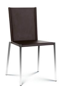Evelyn, Moderner Stuhl aus Metall und Leder