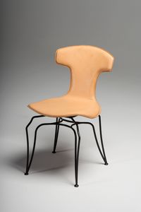 Jole Stuhl, Leder gepolstert Stuhl, mit innovativen schwarzen Stahl Basis