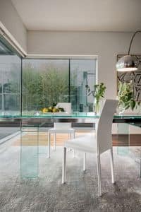 PLAZA, Moderne Ledersessel für Esszimmer, Stuhl aus Metall für Küche