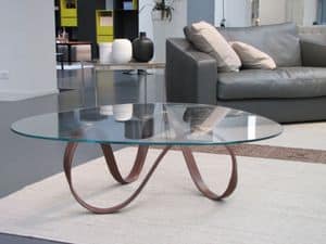 Belt, Tisch mit Lederbezug Metallbasis, Glas, fr moderne Wohnrume
