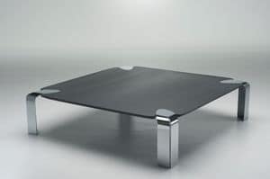 Flow low, Tisch fr Mittelhalle, in Metall und Glas