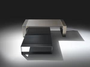 Ring low table, Lineare Couchtisch aus Stahl und Glas, fr Wohnzimmer