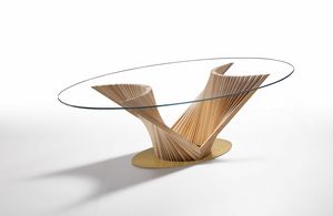 By Reverse 2, Eleganter Tisch mit Glasplatte
