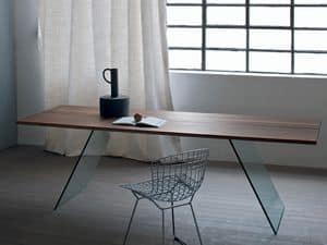 Flyer Tisch, Tisch mit Glassockel, Wohnzimmertisch mit minimalem Design