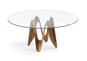 Lambda Round, Tabelle mit Cristalplant Basis, Glasplatte, fr Aufenthalte