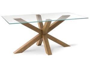 LORD, Moderner Tisch mit Glasplatte, fr Wohnzimmer