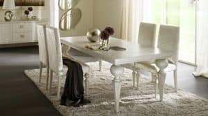 Donatello Tisch, Tisch mit gedrechselten Beinen, oben in Sperrholz
