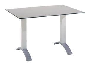 Table 120x80 cod. 07, Rechteckigen Tisch mit zwei Aluminiumsulen Basis