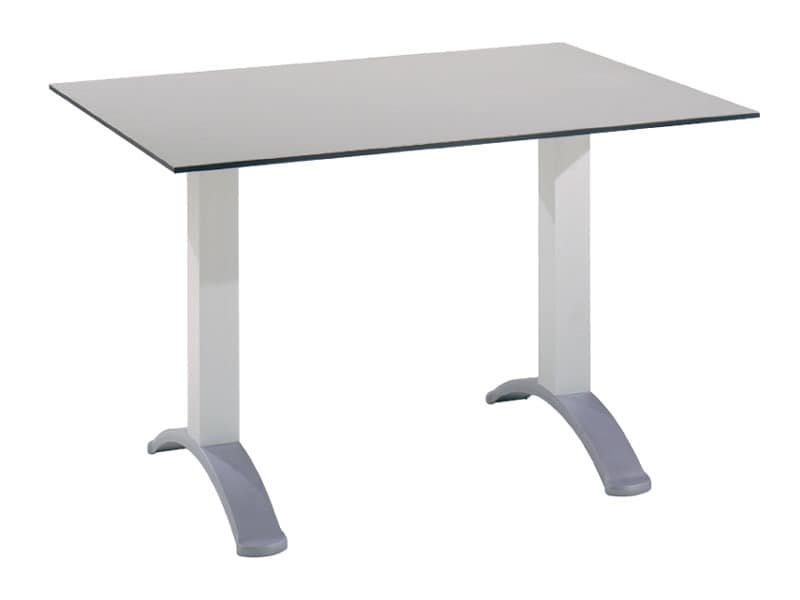 Table 120x80 cod. 07, Rechteckigen Tisch mit zwei Aluminiumsäulen Basis