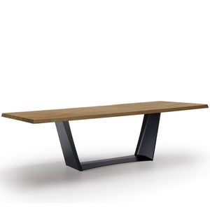Antiqua-U, Tisch mit Massivholzplatte, fest oder ausziehbar