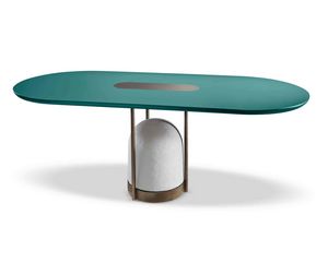 Arcano Tisch, Tisch mit Betonsockel und Metallrohren