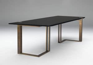 Black and Gold Table, Tisch mit klaren Linien, Wohnzimmertisch mit Metallfuss