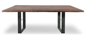 BOND, Tisch mit Metallsockel und Massivholzplatte