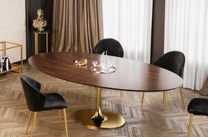 Glam Tisch, Ovaler Tisch mit Makassar-Ebenholzplatte