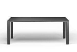 Montecarlo, Fester Tisch mit lackierter Stahlstruktur und Holzplatte