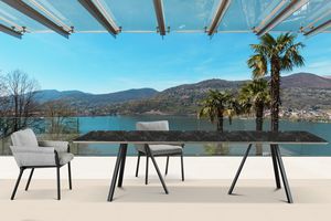 Ohimà, Rechteckiger Tisch für den Außenbereich mit klassischem und essentiellem Design