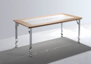 Pashmina, Rechteckiger Tisch mit Holzplatte und Eisen Beine