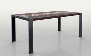 PEGASO 1.8 BC WENGE’, Rechteckiger Tisch, Metallrahmen, Holzplatte
