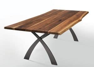 Portofino T, Fester Tisch aus Metall und Nussbaum massiv, verschiedenen Gren