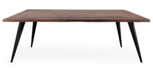 PROSIT, Fester Tisch aus Holz mit schrgen Beinen aus Metall