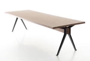 Volta Tabelle, Design Tisch, mit gusseisernen Beinen mit T-Profil