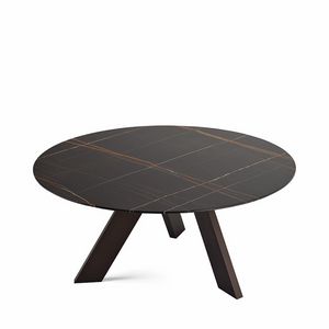 Fix, Oval Design Tisch mit Glasplatte, mit 3 Beinen