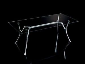 Pegaso 2, Tabelle Aluminium-Design mit transparentem Glas