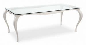 Raffaello 2 Tisch, Tisch mit Beinen aus Aluminium, oben in transparentem Glas