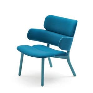 Bands Lounge-Sessel, Design Stuhl mit groem Sitz, gepolstert in Leder