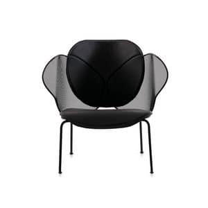 Elitre armchair, Lounge-Sessel in Metall, mit Moir-Muster, gepolsterter Sitz