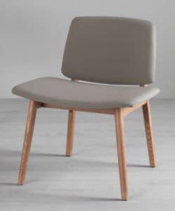 Luxy 604/606/608, Stuhl mit groem Sitz, in Holz und ko-Leder