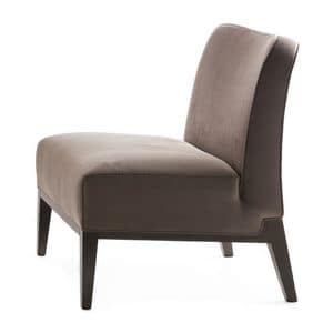 Opera 02261, Lounge-Sessel aus Massivholz, Sitz und Rücken gepolstert, Stoffbezug, moderner Stil
