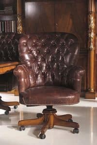 640, Luxus-Sessel, Struktur aus Buchenholz, mit Rdern, gepolsterter Sitz und Rcken, Lederbezug, ideal fr Studien und Bros