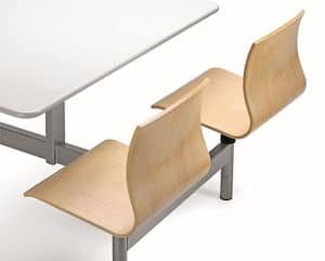 WEBWOOD W860, Monoblock-Tisch mit 4 Stühlen in Sperrholz, für Kantinen