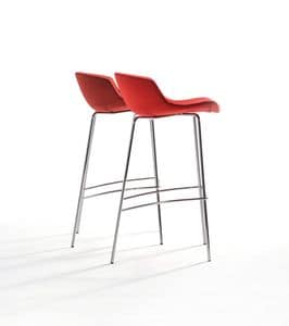 COCOON Stuhl fixiert, Feste Design Stuhl, verchromt, Polyurethan-Schale