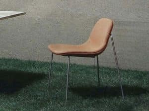 Arianna Stuhl, Stuhl mit Doppel gepolsterten Kunststoffschale, Metallsockel
