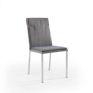 Ariel Chromat, Stuhl mit verchromten Beinen und gepolsterter Sitz